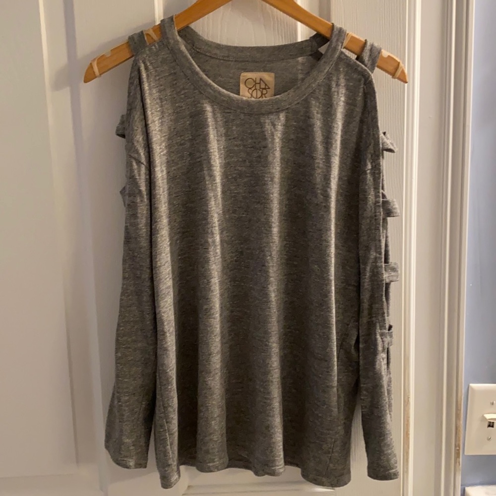 Chaser Grey long sleeve shirt   Holes in sleeves